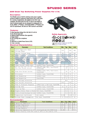 SPU25C datasheet - 25W Desk Top Switching Power Supplies For I.T.E