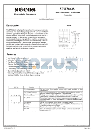 SPW3842S datasheet - High Performance Current Mode Controlers