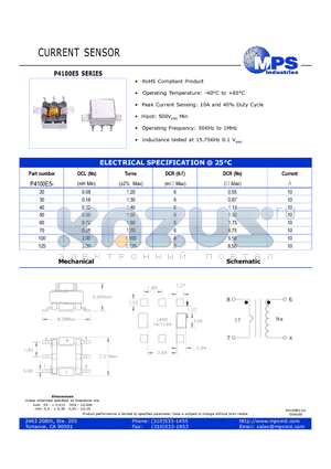 P4100E5-20 datasheet - CURRENT SENSOR