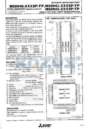 M50940-400SP datasheet - SINGLE-CHIP 8-BIT CMOS MICROCOMPUTER