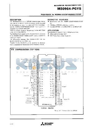 M50964-PGYS datasheet - EPROM MOUNTED-TYPE MICRO-COMPUTER WHICH UTILZES CMOS TECHNOLOGY