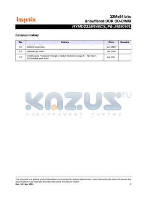 HYMD232M646CF6-L datasheet - Unbuffered DDR SO-DIMM