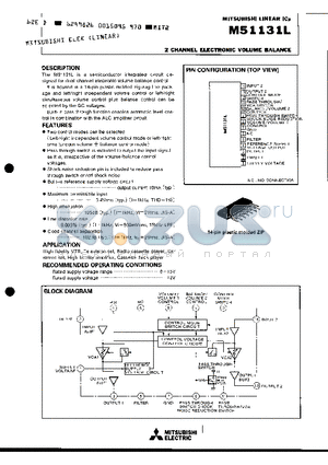 M51131L datasheet - 2 CHANNEL ELECTRONIC VOLUME BALANCE