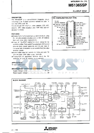 M51365SP datasheet - PLL SPLIT VIF/SIF