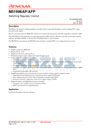 M51996AP datasheet - Switching Regulator Control