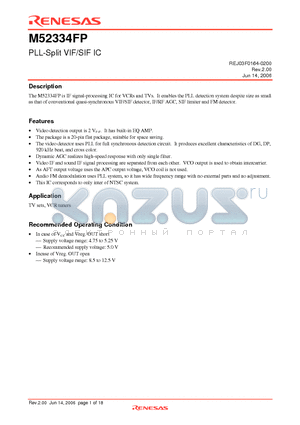 M52334FP datasheet - PLL-Split VIF/SIF IC