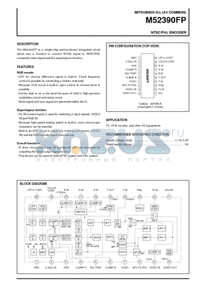 M52390 datasheet - NTSC/PAL ENCODER