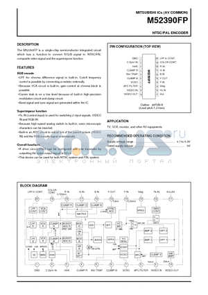 M52390FP datasheet - NTSC/PAL ENCODER