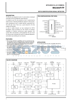 M52393FP datasheet - EDTV2 IDENTIFICATION SIGNAL DETECTOR