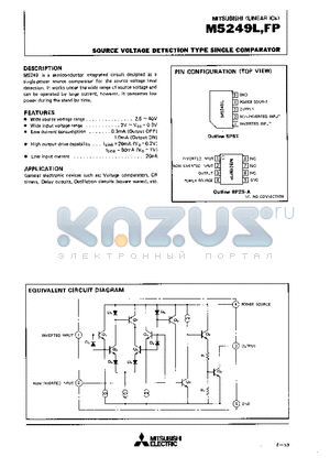 M5249L datasheet - SOURCE VOLTAGE DETECTION TYPE SINGLE COMPARATOR