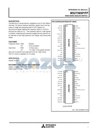 M52758FP datasheet - WIDE BAND ANALOG SWITCH