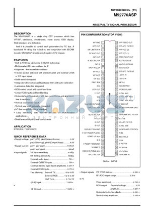 M52770ASP datasheet - NTSC/PAL TV SIGNAL PROCESSOR