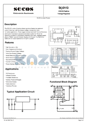 SQ2153 datasheet - CMOS Positive Voltage Regula tor