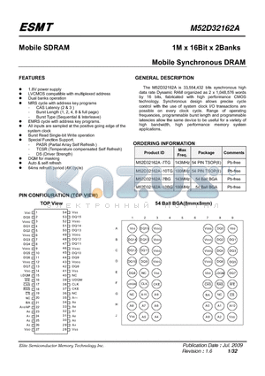 M52D32162A-10TG datasheet - 1M x 16Bit x 2Banks Mobile Synchronous DRAM