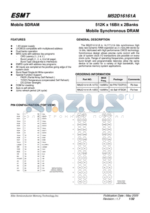 M52D16161A_09 datasheet - 512K x 16Bit x 2Banks Mobile Synchronous DRAM