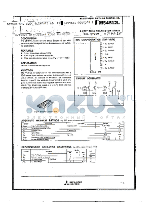 M54512L datasheet - 4 UNIT 50MA TRANSISTOR ARRAY