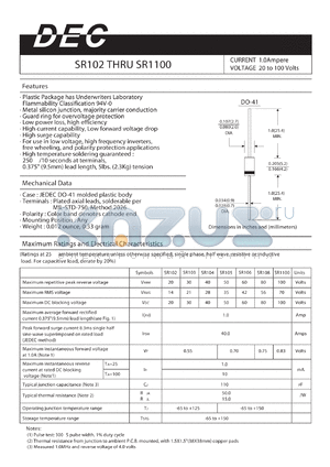 SR105 datasheet - CURRENT 1.0Ampere VOLTAGE 20 to 100 Volts