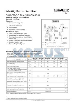 SR10C60C-G datasheet - Schottky Barrier Rectifiers