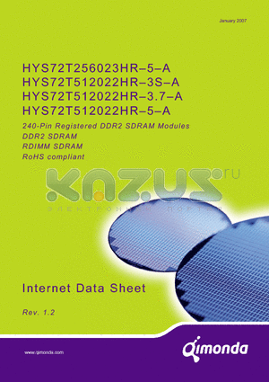 HYS72T256023HR datasheet - 240-Pin Registered DDR2 SDRAM Modules