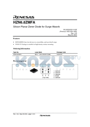 HZN6.8ZMFA datasheet - Silicon Planar Zener Diode for Surge Absorb