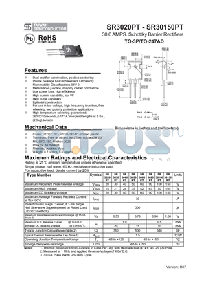 SR3030PT datasheet - 30.0 AMPS. Schottky Barrier Rectifiers