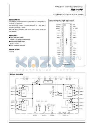 M56749 datasheet - 4 CHANNEL ACTUATOR MOTOR DRIVER