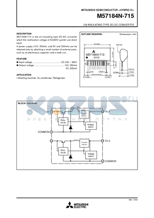 M57184N-715 datasheet - UN-INSULATING TYPE DC-DC CONVERTER