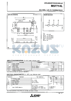 M57714L datasheet - 400-420MHz 12.5V,7W,FM MOBILE RADIO