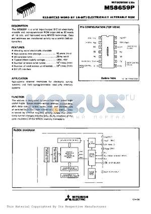 M58659P datasheet - 512 BIT ELECTRICALLY ALTERABLE ROM
