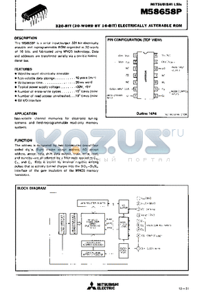 M58658P datasheet - 320-BI(20-Word by 16-BIT) Electrically alterable rom