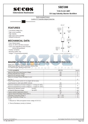 SR5100_09 datasheet - 5.0 Amp Schottky Barrier Rectifiers