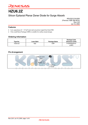 HZU6.2Z datasheet - Silicon Epitaxial Planar Zener Diode for Surge Absorb