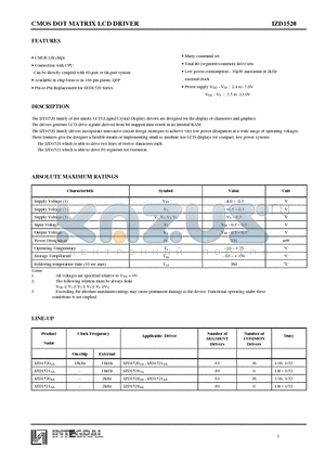 IZD1520AA datasheet - CMOS DOT MATRIX LCD DRIVER