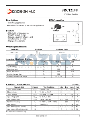 SRC1219U datasheet - NPN Silicon Transistor