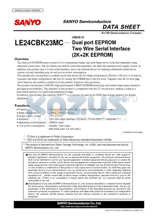 ENA2069 datasheet - Dual port EEPROM Two Wire Serial Interface(2K2K EEPROM)