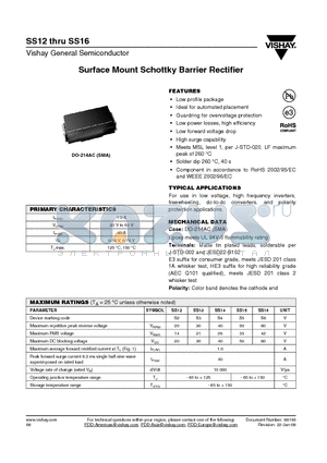 SS14 datasheet - Surface Mount Schottky Barrier Rectifier