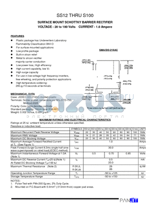 SS16 datasheet - SURFACE MOUNT SCHOTTKY BARRIER RECTIFIER