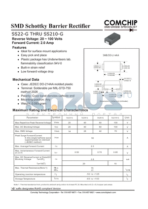 SS24-G datasheet - SMD Schottky Barrier Rectifier