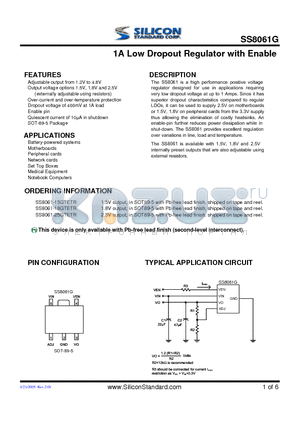 SS8061-18GTETR datasheet - 1A Low Dropout Regulator with Enable