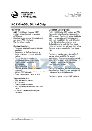 I90135 datasheet - ADSL Digital Chip