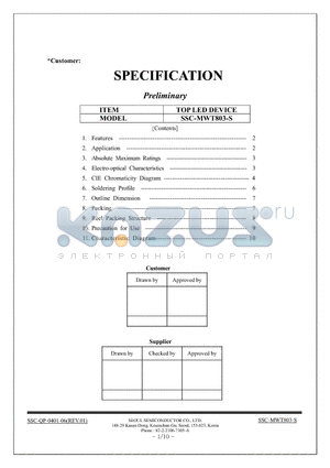 SSC-MWT803-S datasheet - TOP LED DEVICE