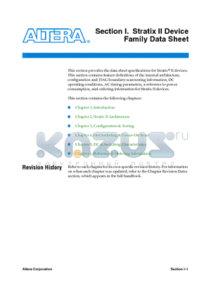 EP2S15 datasheet - Stratix II Device Family