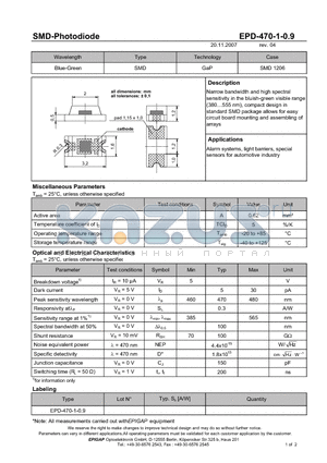 EPD-470-1-0.9 datasheet - SMD-Photodiode