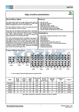 EPC330 datasheet - High sensitive photodiodes