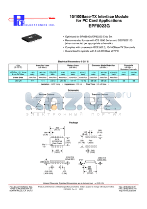 EPF8023G_09 datasheet - 10/100Base-TX Interface Module for PC Card Applications