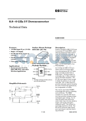 IAM-91563-TR1 datasheet - 0.8-6 GHz 3V Downconverter