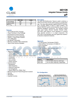 IAD112N datasheet - Integrated Telecom Circuits