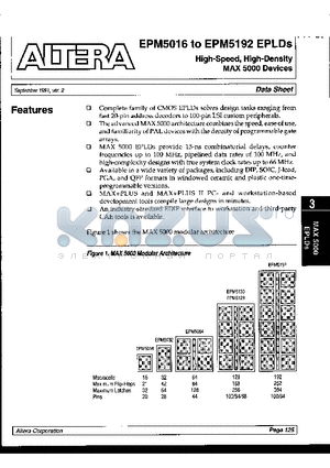 EPM5032 datasheet - High-Speed, High-Density MAX 5000 Devices