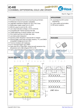 IC-HXEVALHX2D datasheet - 3-CHANNEL DIFFERENTIAL COLD LINE DRIVER