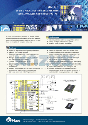 IC-LGC datasheet - 21-BIT OPTICAL POSITION ENCODER WITH SERIAL/PARALLEL AND SIN/COS OUTPUT